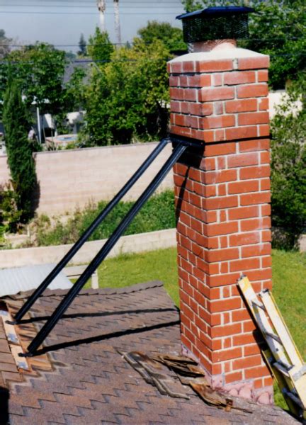 metal chimney support bracket|existing chimney strap brace.